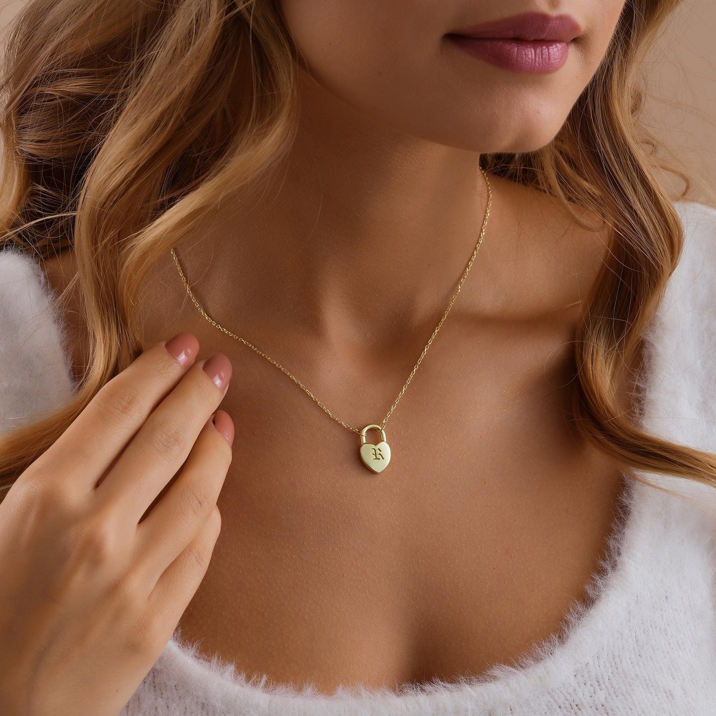 14K Gold Custom Initial Padlock Necklace ,Initial Jewelry with Gold Heart Lock ,Personalized Anniversary Christmas Gift , Multiple Initials