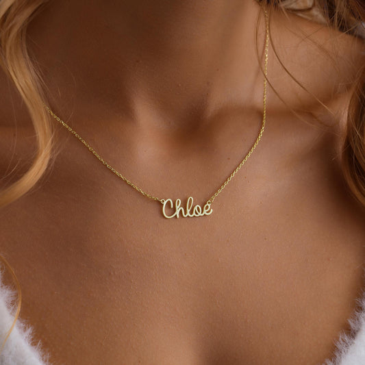 14K Gold Name Necklace Gold, Nameplate Necklace 14k Solid Gold,Custom Name Jewelry,Gold Filled Name, Mama Necklace,Personalized Name Jewelry
