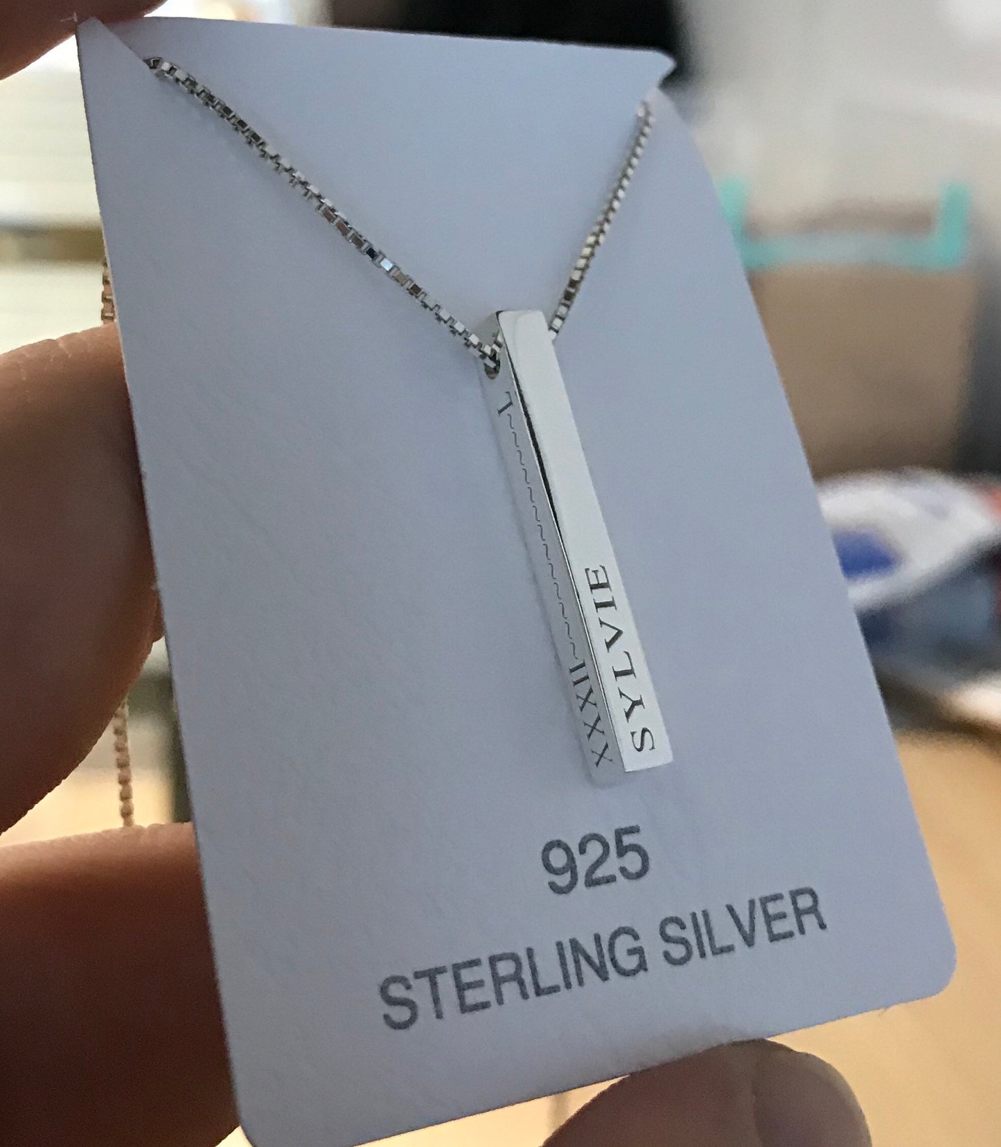 Personalized Bar Necklace • 4 Sided Bar • Name Necklace • Personalized Necklace • Date Necklace • Coordinate Necklace• Roman Number Necklace