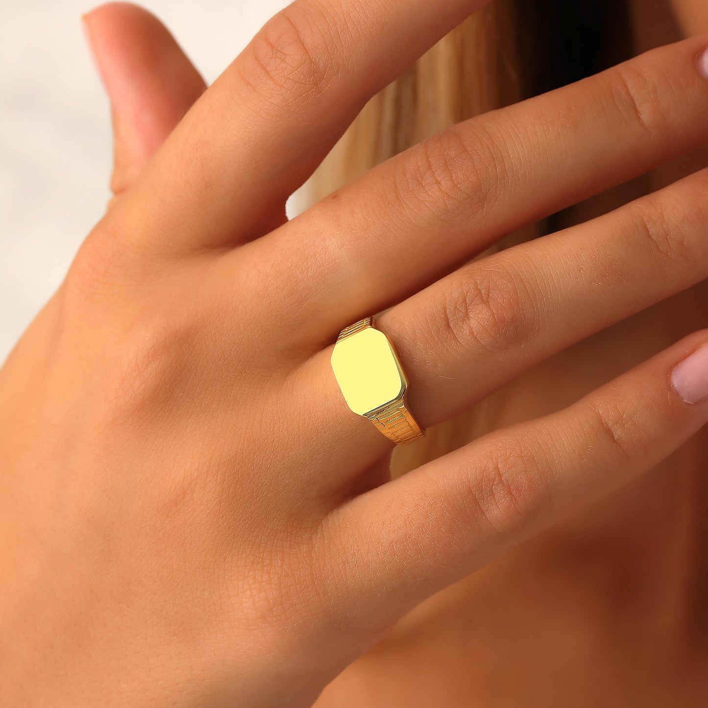 14K Gold Signet Ring - Custom Initial Ring - Initial Ring-Personalized Signet Ring-14k Gold Signet Ring -Gold Stacking Ring-Gold Filled Ring