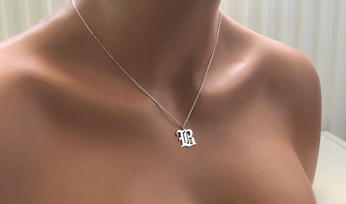 Gold Initial Necklace,Dainty Silver Initial Necklace,Dainty Old English Initial Necklace,Letter Necklace,personalized Gift,Custom Necklace