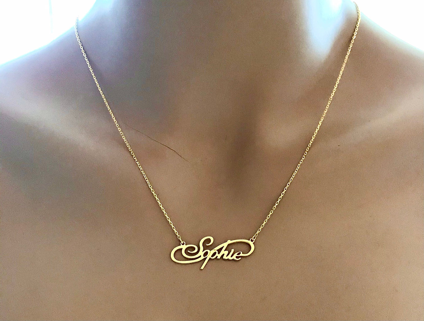 14k Solid Gold Name Necklace • Gold Name Necklace • Dainty Gold Name Necklace • Name Necklace • Personalized Jewelry • Tiny Name Necklace •