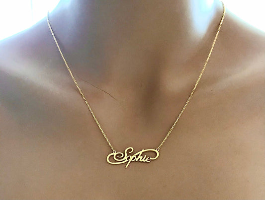 14k Solid Gold Name Necklace • Gold Name Necklace • Dainty Gold Name Necklace • Name Necklace • Personalized Jewelry • Tiny Name Necklace •