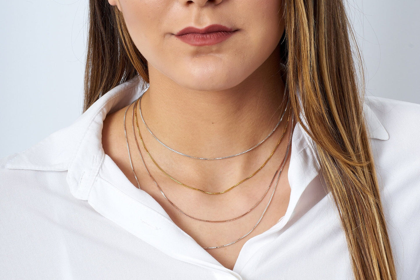 925 Sterling Silver, Box Chain Necklace, 14" to 24" Available