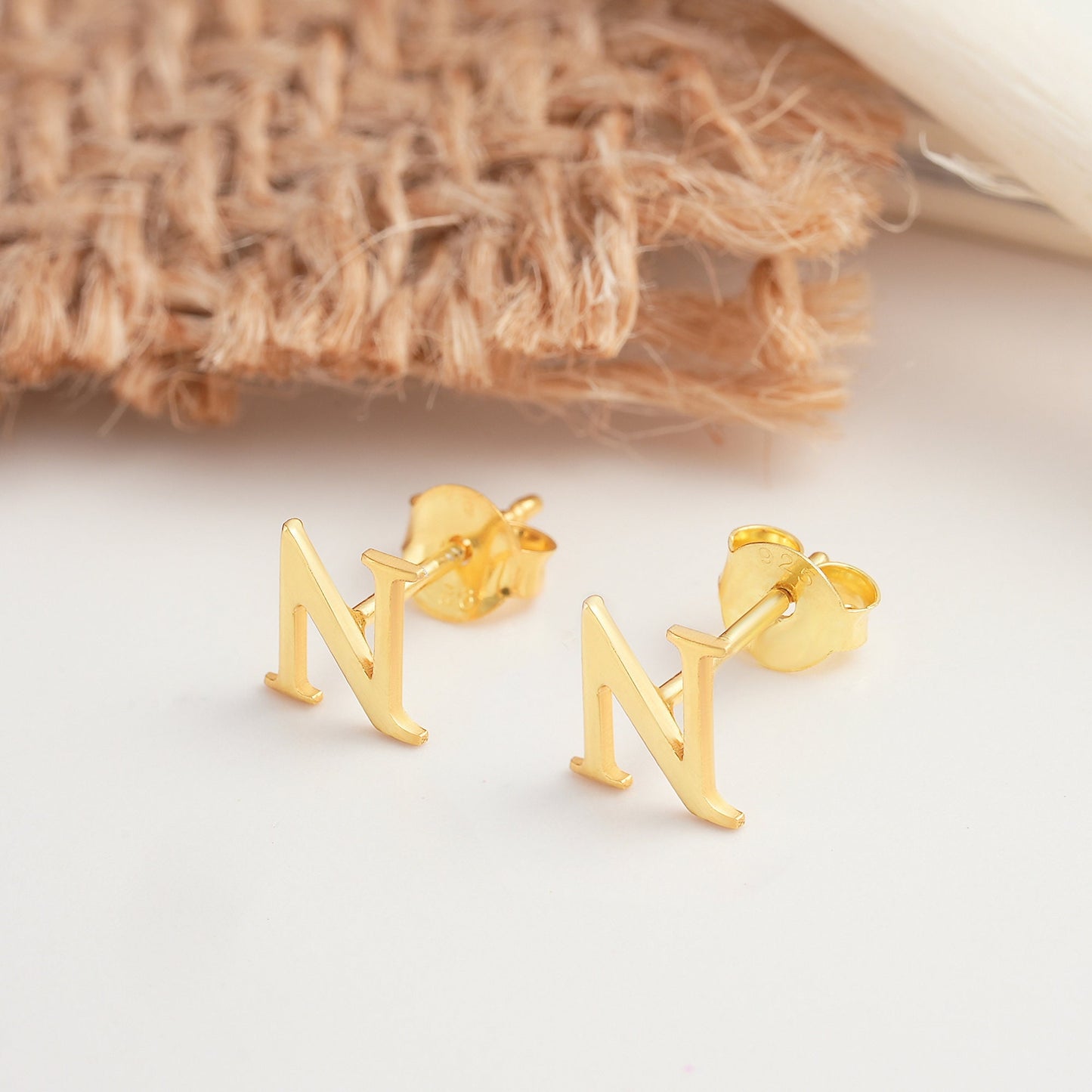 14K Gold Tiny Letter Earrings , Initial Earrings, Gift for Her,Dainty Letter Stud Earrings , Small Stud Earring, Personalized Earrings Gift,