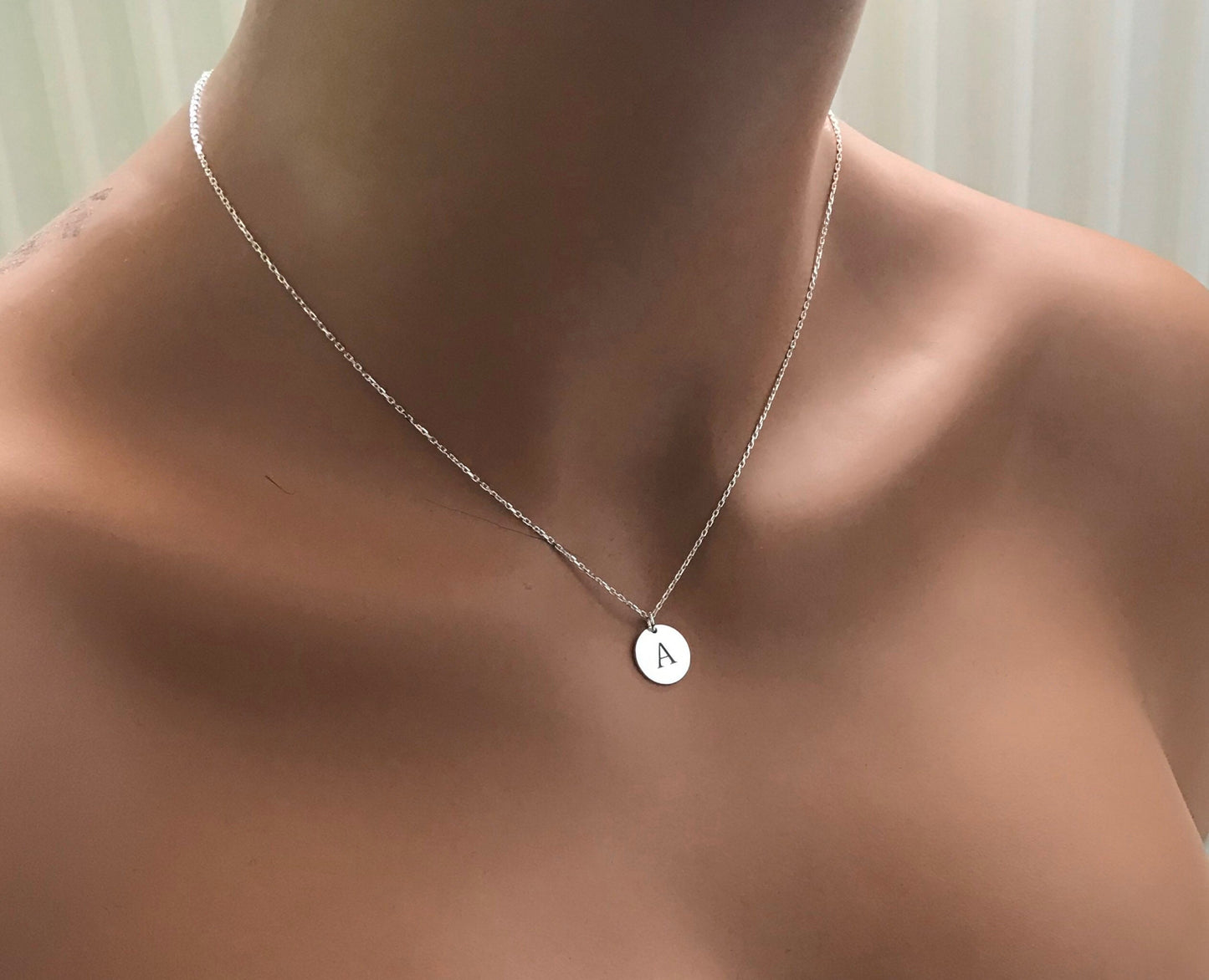 Initial Disc Necklace • Tiny Disc Necklace • Monogram Necklace • initial Necklace • Perfect Gift For Her • Christmas Gift • Bridesmaid Gift