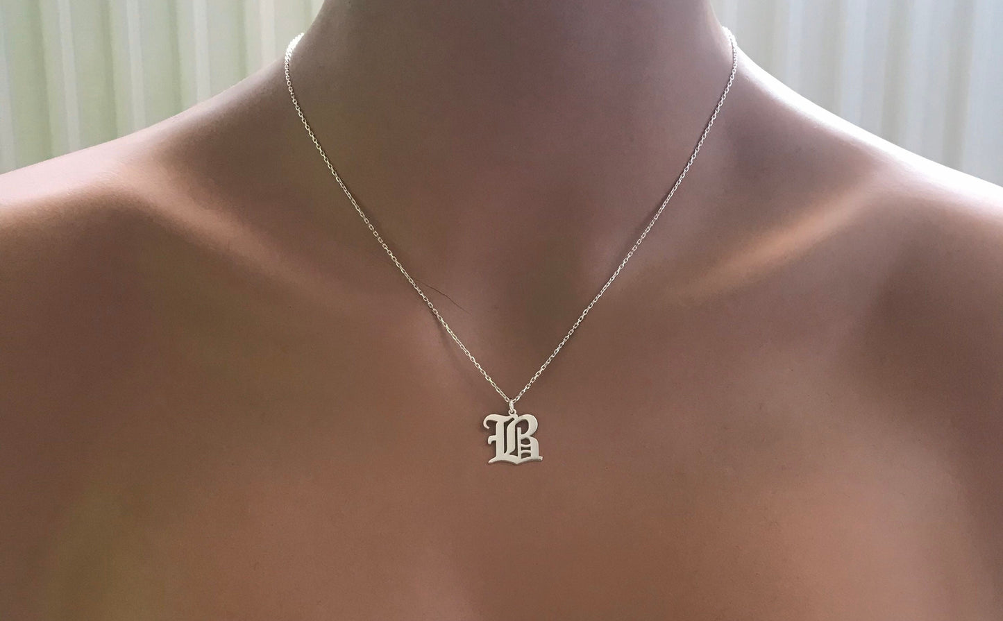 Gold Initial Necklace,Dainty Silver Initial Necklace,Dainty Old English Initial Necklace,Letter Necklace,personalized Gift,Custom Necklace